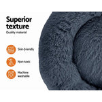 i.Pet Pet Bed Dog Cat 90cm Large Calming Soft Plush Bed Dark Grey - Pet Care > Dog Supplies > Dog Beds