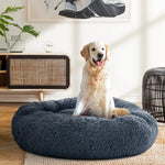 i.Pet Pet Bed Dog Cat 90cm Large Calming Soft Plush Bed Dark Grey - Pet Care > Dog Supplies > Dog Beds