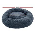 i.Pet Pet Bed Dog Cat 90cm Large Calming Soft Plush Bed Dark Grey - Pet Care > Dog Supplies > Dog Beds