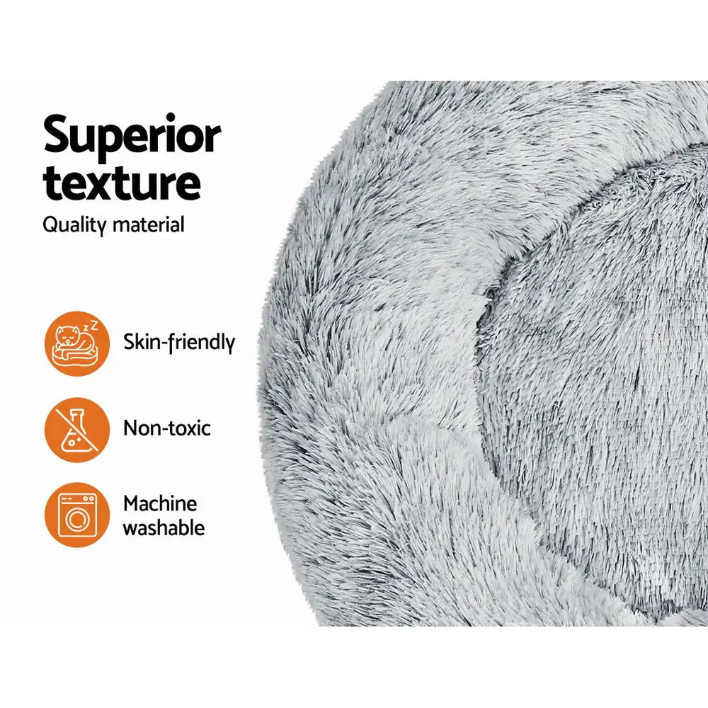 i.Pet Pet Bed Dog Cat 90cm Large Calming Soft Plush Light Charcoal - Pet Care > Dog Supplies > Dog Beds