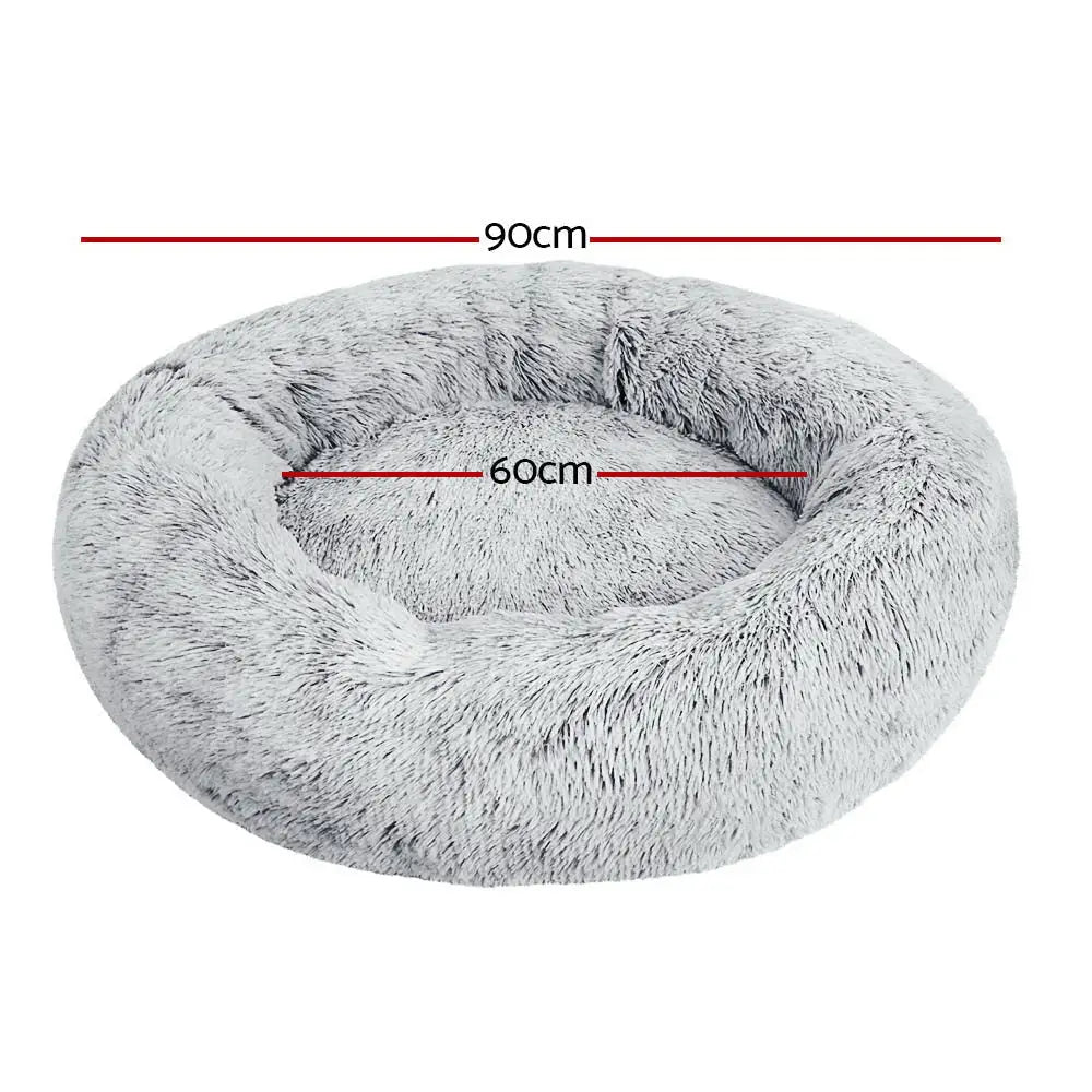 i.Pet Pet Bed Dog Cat 90cm Large Calming Soft Plush Light Charcoal - Pet Care > Dog Supplies > Dog Beds