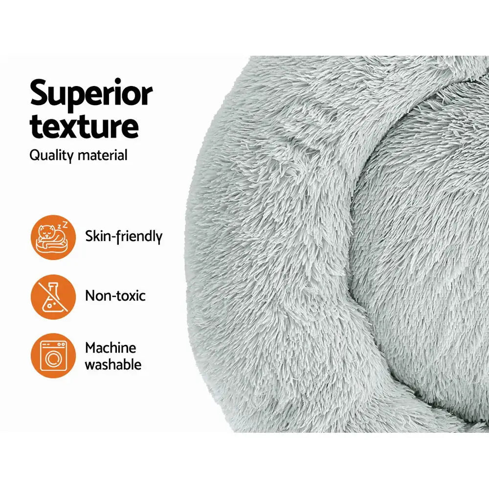 i.Pet Pet Bed Dog Cat 90cm Large Calming Soft Plush Light Grey - Pet Care > Dog Supplies > Dog Beds