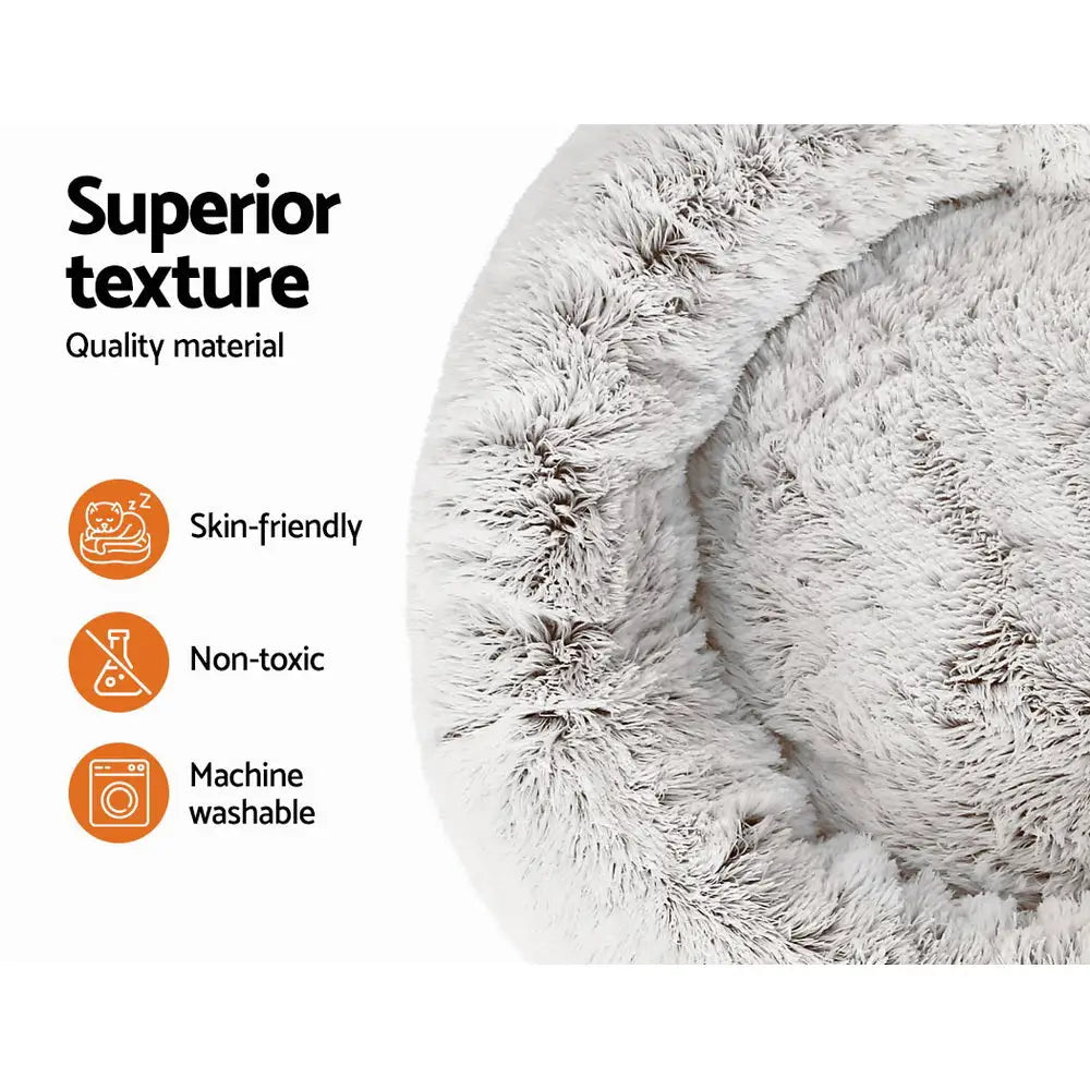 i.Pet Pet Bed Dog Cat 90cm Large Calming Soft Plush White Brown - Pet Care > Dog Supplies > Dog Beds