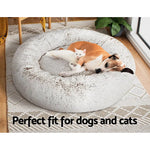 i.Pet Pet Bed Dog Cat 90cm Large Calming Soft Plush White Brown - Pet Care > Dog Supplies > Dog Beds