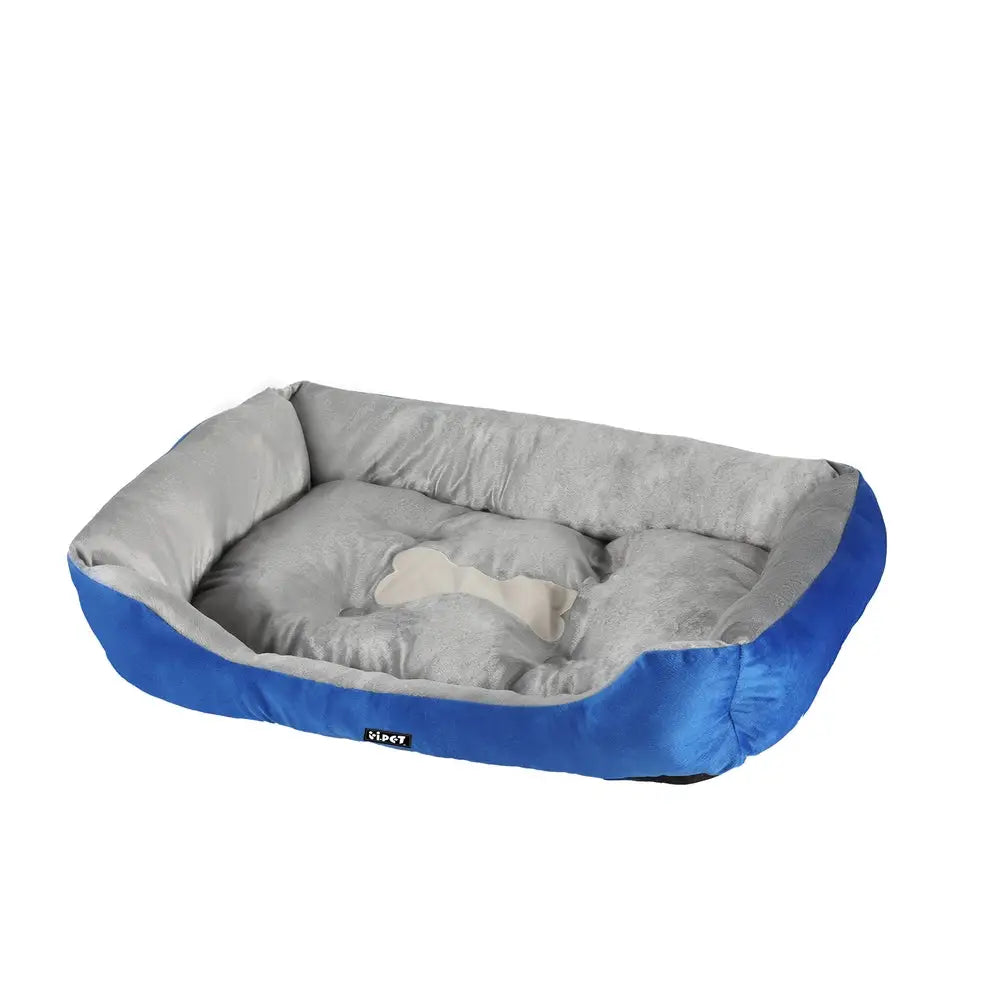 i.Pet Pet Bed Dog Cat Calming Soft Mat Sleeping Comfy Plush Cave Washable Blue - Pet Care > Dog Supplies > Dog Beds