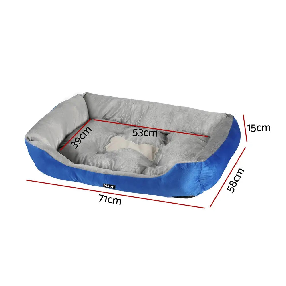 i.Pet Pet Bed Dog Cat Calming Soft Mat Sleeping Comfy Plush Cave Washable Blue - Pet Care > Dog Supplies > Dog Beds
