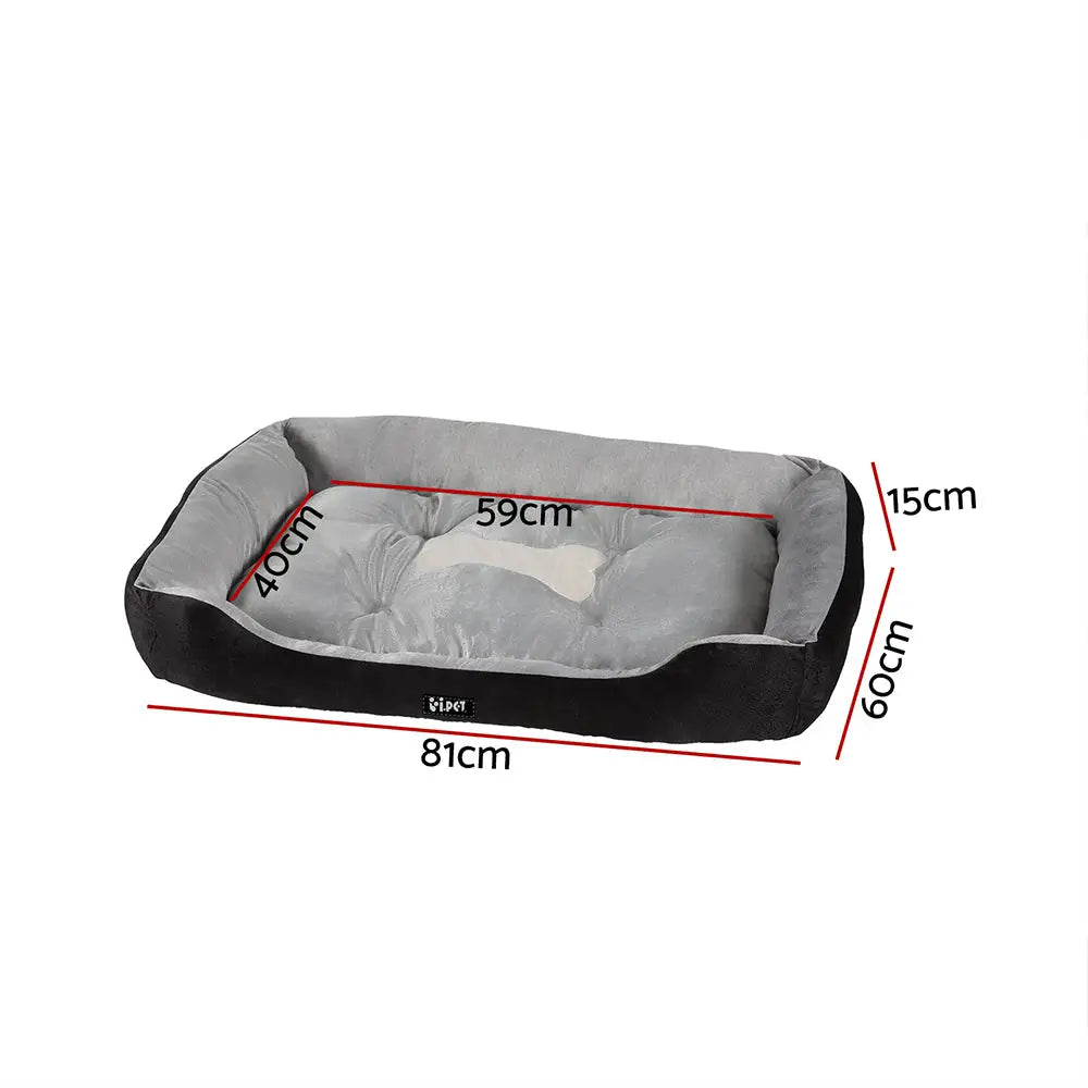 i.Pet Pet Bed Dog Cat Calming Soft Sleeping Comfy Plush Mat Cave Washable Black - Pet Care > Dog Supplies > Dog Beds