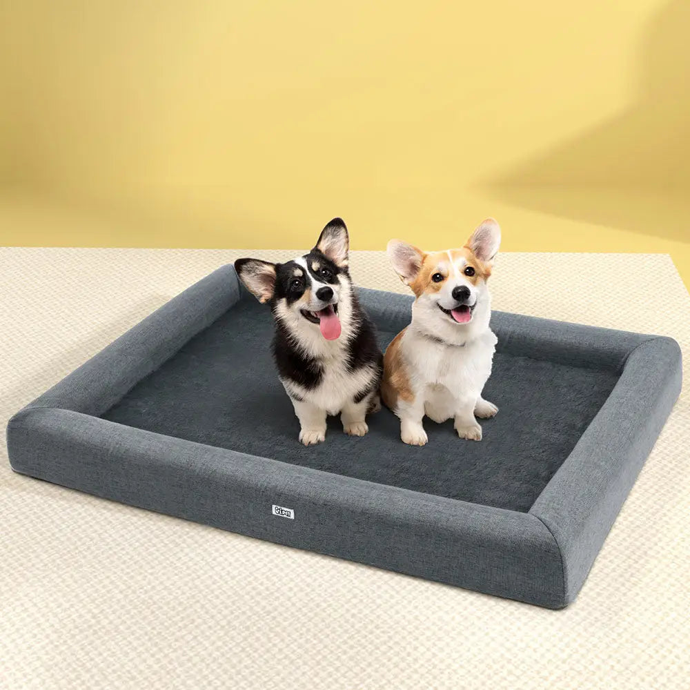 i.Pet Pet Bed Dog Cat Extra Large Calming Soft Sofa Cushion Egg Crate Washable Grey - Pet Care > Dog Supplies > Dog Beds