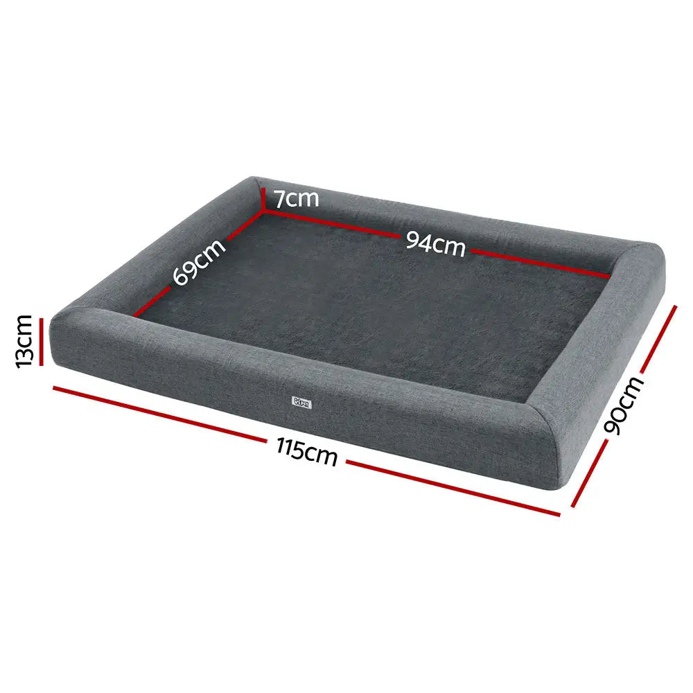i.Pet Pet Bed Dog Cat Extra Large Calming Soft Sofa Cushion Egg Crate Washable Grey - Pet Care > Dog Supplies > Dog Beds