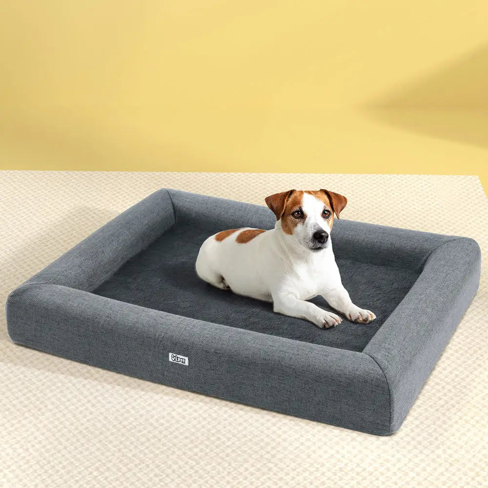 i.Pet Pet Bed Dog Cat Large Calming Soft Sofa Cushion Egg Crate Washable Grey - Pet Care > Dog Supplies > Dog Beds