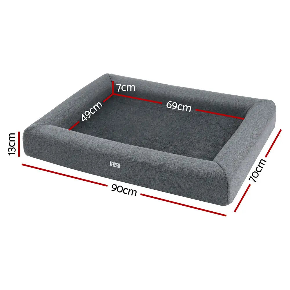 i.Pet Pet Bed Dog Cat Large Calming Soft Sofa Cushion Egg Crate Washable Grey - Pet Care > Dog Supplies > Dog Beds