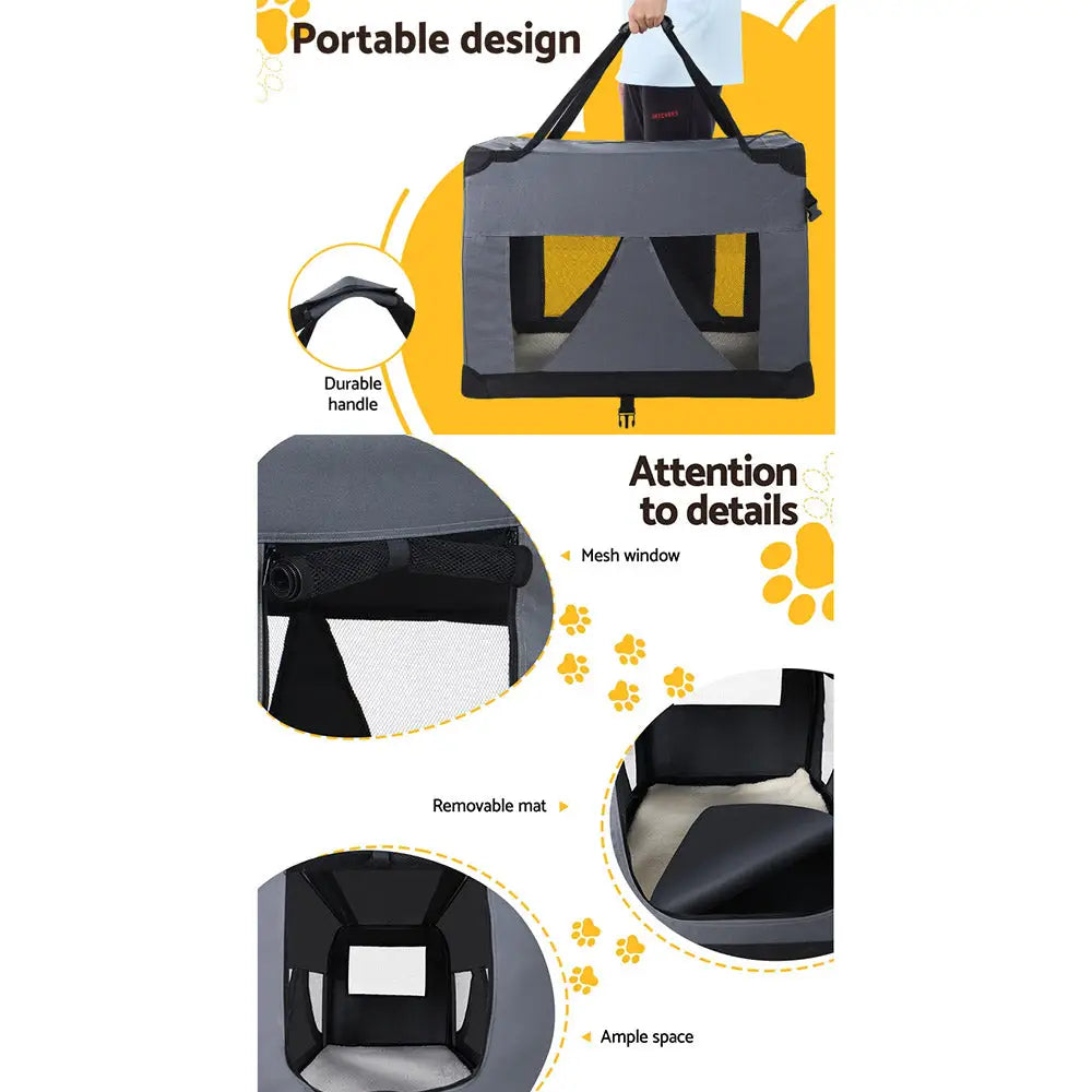 i.Pet Pet Carrier Soft Crate Dog Cat Travel 121x80CM Portable Foldable Car 4XL - Pet Care > Cat Supplies > Cat Carriers