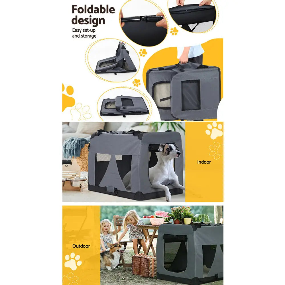 i.Pet Pet Carrier Soft Crate Dog Cat Travel 121x80CM Portable Foldable Car 4XL - Pet Care > Cat Supplies > Cat Carriers