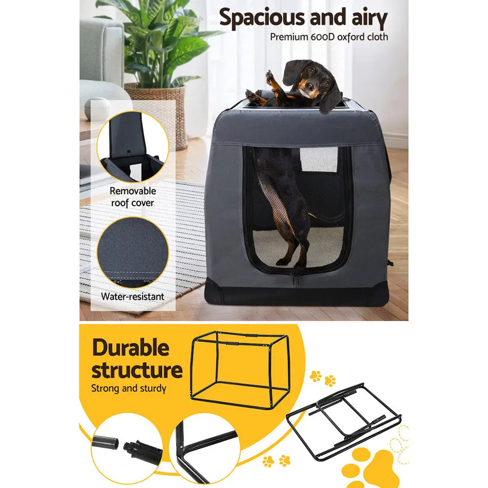 i.Pet Pet Carrier Soft Crate Dog Cat Travel 60x42CM Portable Foldable Car M - Pet Care > Cat Supplies > Cat Carriers &