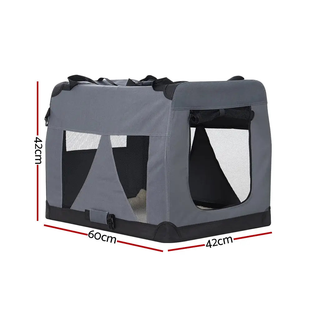 i.Pet Pet Carrier Soft Crate Dog Cat Travel 60x42CM Portable Foldable Car M - Pet Care > Cat Supplies > Cat Carriers &