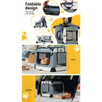 i.Pet Pet Carrier Soft Crate Dog Cat Travel 70x52CM Portable Foldable Car Large - Pet Care > Cat Supplies > Cat