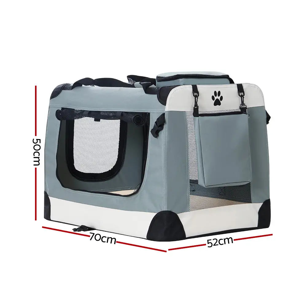 i.Pet Pet Carrier Soft Crate Dog Cat Travel 70x52CM Portable Foldable Car Large - Pet Care > Cat Supplies > Cat
