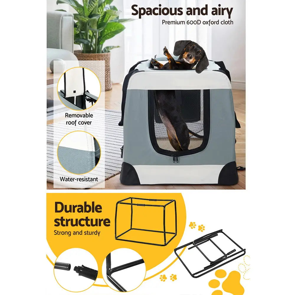 i.Pet Pet Carrier Soft Crate Dog Cat Travel 70x52CM Portable Foldable Car Large - Pet Care > Cat Supplies > Cat