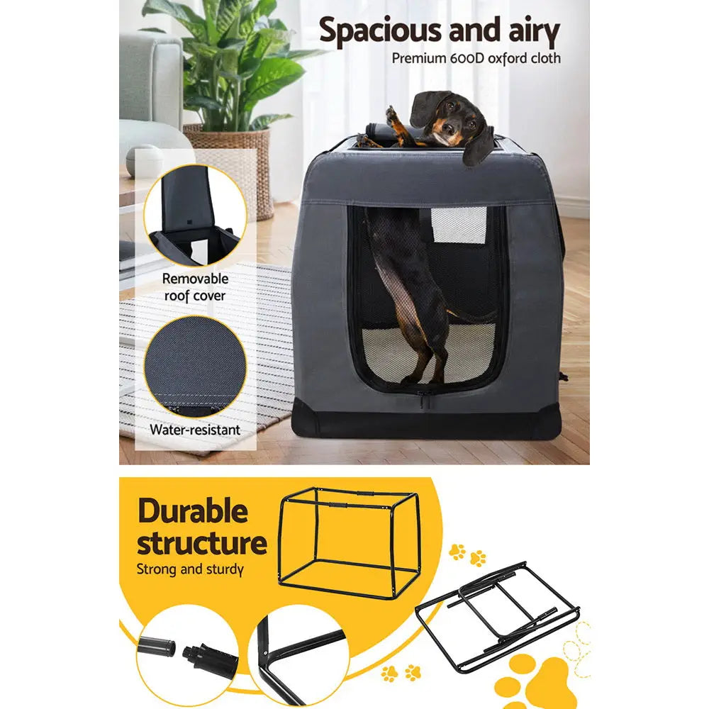 i.Pet Pet Carrier Soft Crate Dog Cat Travel 82x58CM Portable Foldable Car XL - Pet Care > Cat Supplies > Cat Carriers &