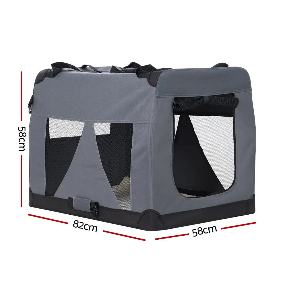 i.Pet Pet Carrier Soft Crate Dog Cat Travel 82x58CM Portable Foldable Car XL - Pet Care > Cat Supplies > Cat Carriers &