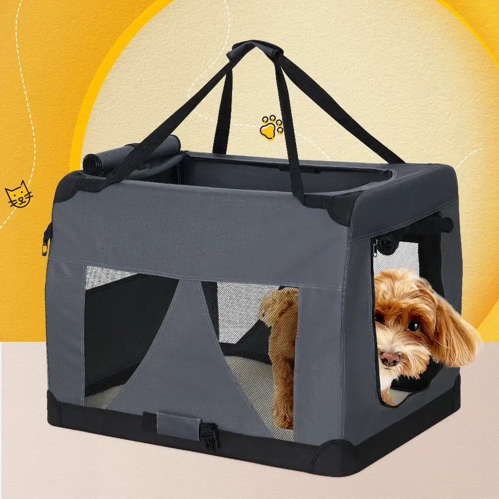 i.Pet Pet Carrier Soft Crate Dog Cat Travel 82x58CM Portable Foldable Car XL - Pet Care > Cat Supplies > Cat Carriers &