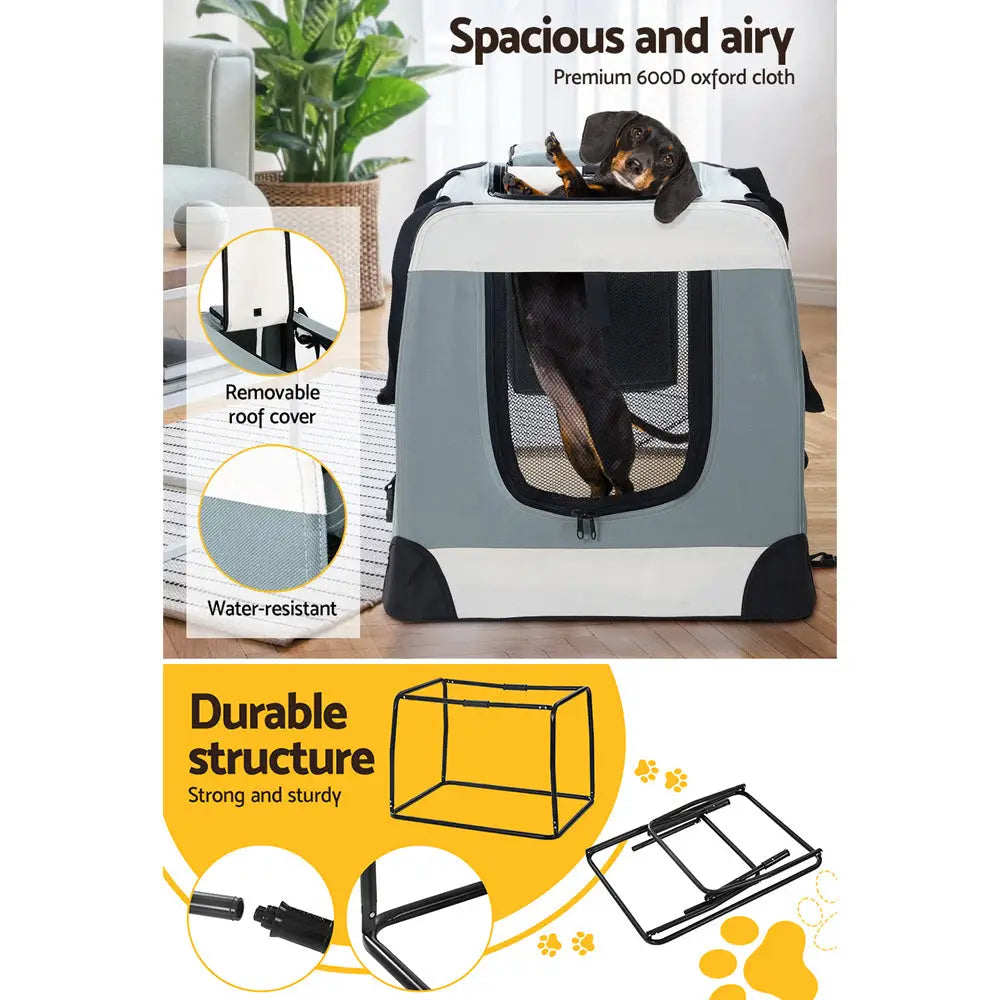 i.Pet Pet Carrier Soft Crate Dog Cat Travel 90x61CM Portable Foldable Car 2XL - Pet Care > Cat Supplies > Cat Carriers