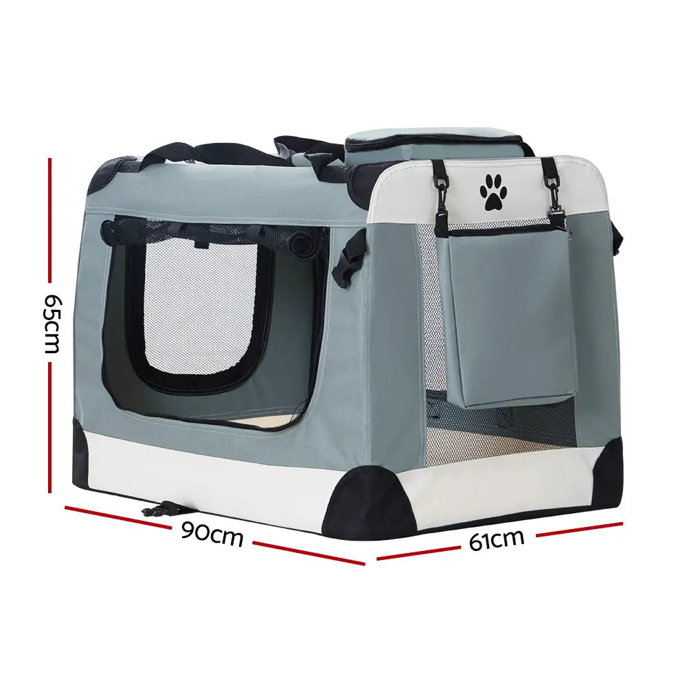 i.Pet Pet Carrier Soft Crate Dog Cat Travel 90x61CM Portable Foldable Car 2XL - Pet Care > Cat Supplies > Cat Carriers