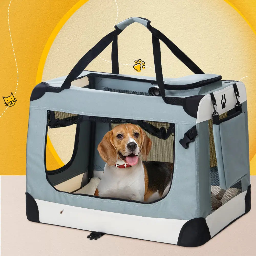 i.Pet Pet Carrier Soft Crate Dog Cat Travel 90x61CM Portable Foldable Car 2XL - Pet Care > Cat Supplies > Cat Carriers