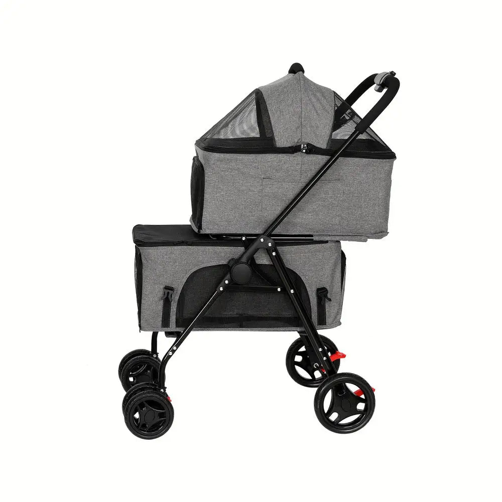 i.Pet Pet Stroller 2-tier Dog Pram Large Cat Carrier Travel Pushchair Foldable - Pet Care > Cat Supplies > Cat Carriers