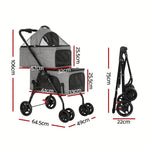 i.Pet Pet Stroller 2-tier Dog Pram Large Cat Carrier Travel Pushchair Foldable - Pet Care > Cat Supplies > Cat Carriers
