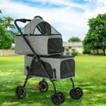 i.Pet Pet Stroller 2-tier Dog Pram Large Cat Carrier Travel Pushchair Foldable - Pet Care > Cat Supplies > Cat Carriers