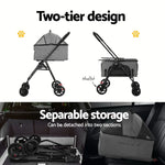 i.Pet Pet Stroller 2-tier Dog Pram Large Cat Carrier Travel Pushchair Foldable - Pet Care > Cat Supplies > Cat Carriers