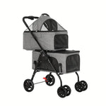 i.Pet Pet Stroller 2-tier Dog Pram Large Cat Carrier Travel Pushchair Foldable - Pet Care > Cat Supplies > Cat Carriers