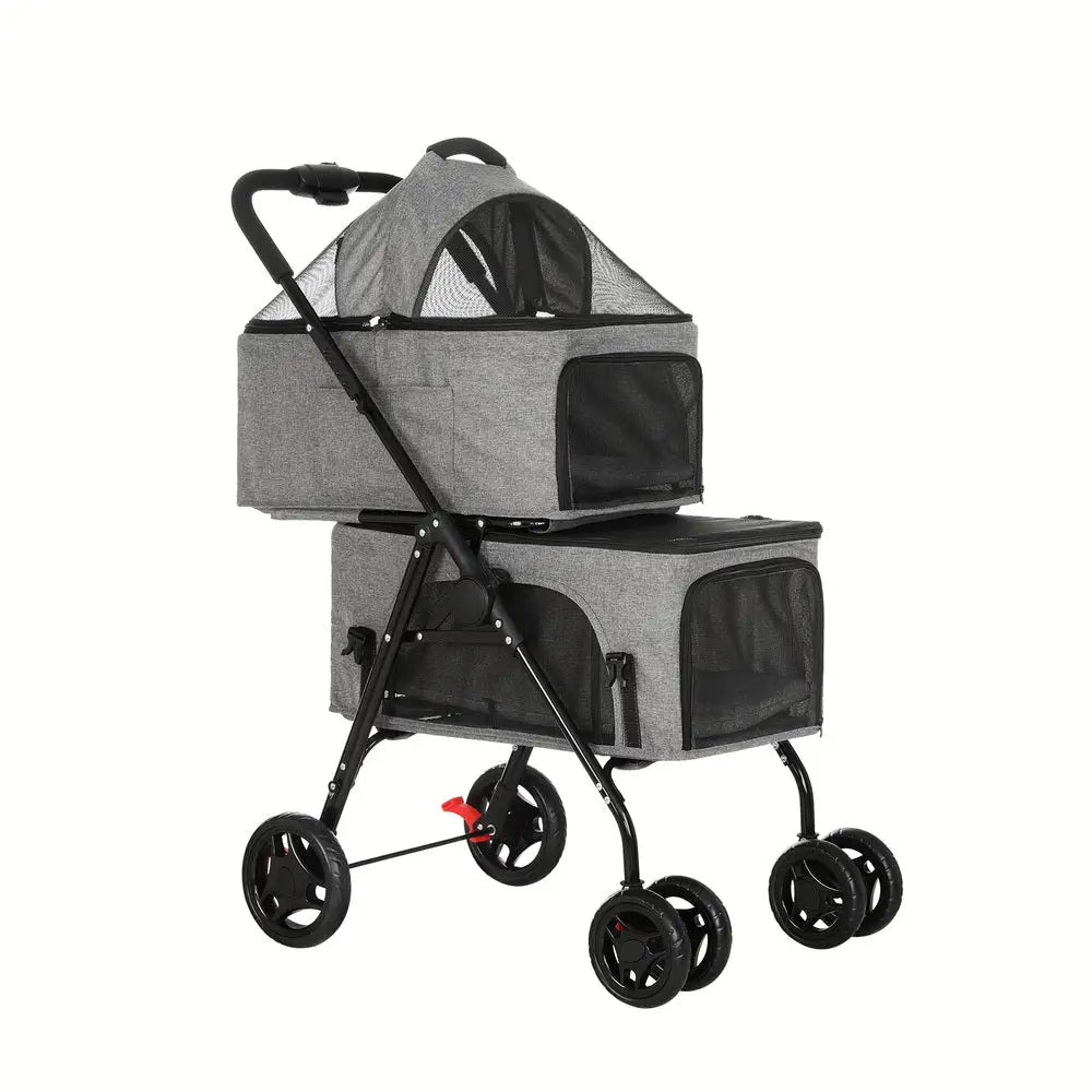 i.Pet Pet Stroller 2-tier Dog Pram Large Cat Carrier Travel Pushchair Foldable - Pet Care > Cat Supplies > Cat Carriers