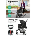 i.Pet Pet Stroller Dog Pram Cat Carrier Large Travel Pushchair Foldable 3 Wheels - Pet Care > Cat Supplies > Cat