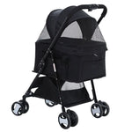 i.Pet Pet Stroller Dog Pram Cat Carrier Travel Large Pushchair Foldable 4 Wheels Black - Pet Care > Cat Supplies > Cat