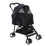 i.Pet Pet Stroller Dog Pram Cat Carrier Travel Large Pushchair Foldable 4 Wheels Black - Pet Care > Cat Supplies > Cat