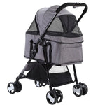 i.Pet Pet Stroller Dog Pram Cat Carrier Travel Large Pushchair Foldable 4 Wheels Grey - Pet Care > Cat Supplies > Cat
