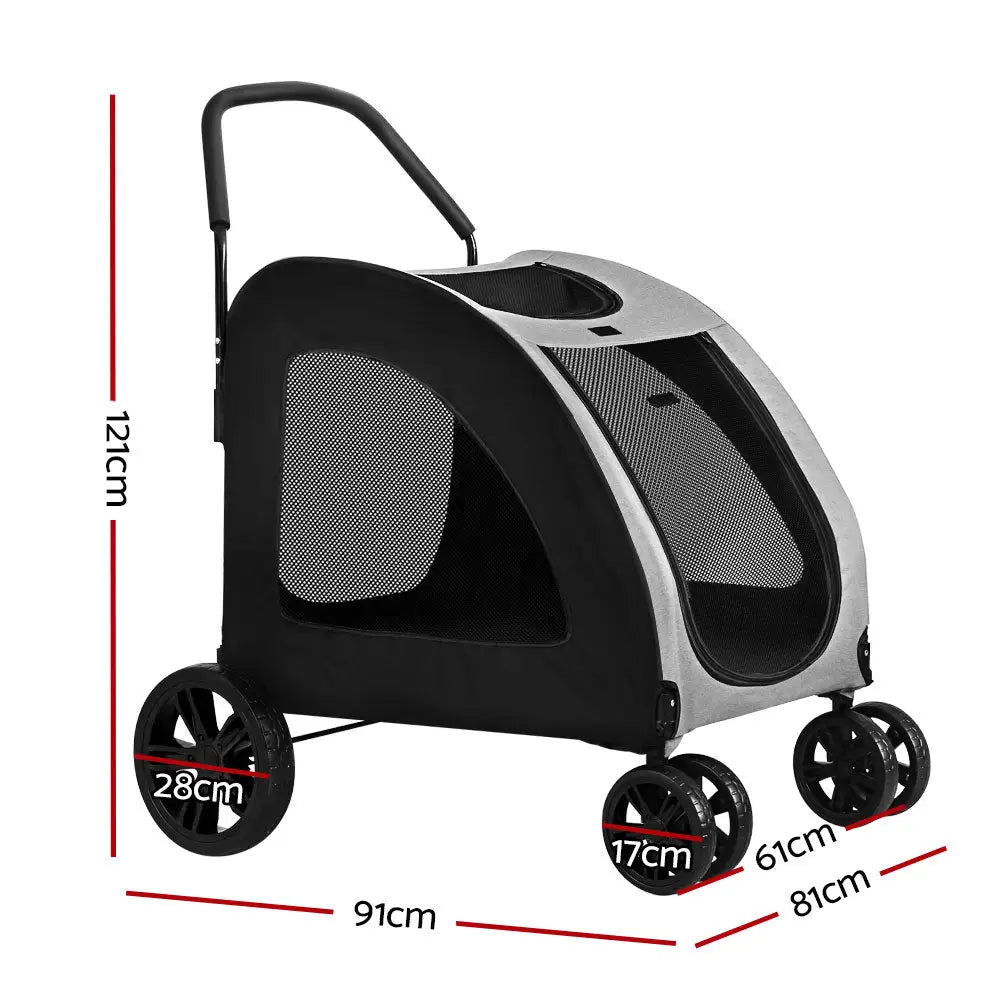 i.Pet Pet Stroller Dog Pram Large Carrier Cat Travel Foldable Strollers 4 Wheels Trolley - Pet Care > Cat Supplies >