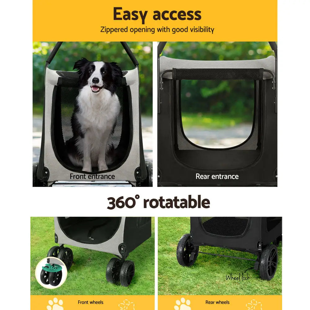 i.Pet Pet Stroller Dog Pram Large Carrier Cat Travel Foldable Strollers 4 Wheels Trolley - Pet Care > Cat Supplies >