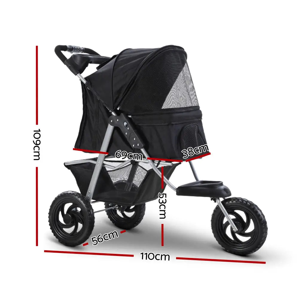 i.Pet Pet Stroller Dog Pram Large Cat Carrier Travel 3 Wheels Foldable Pushchair - Pet Care > Cat Supplies > Cat