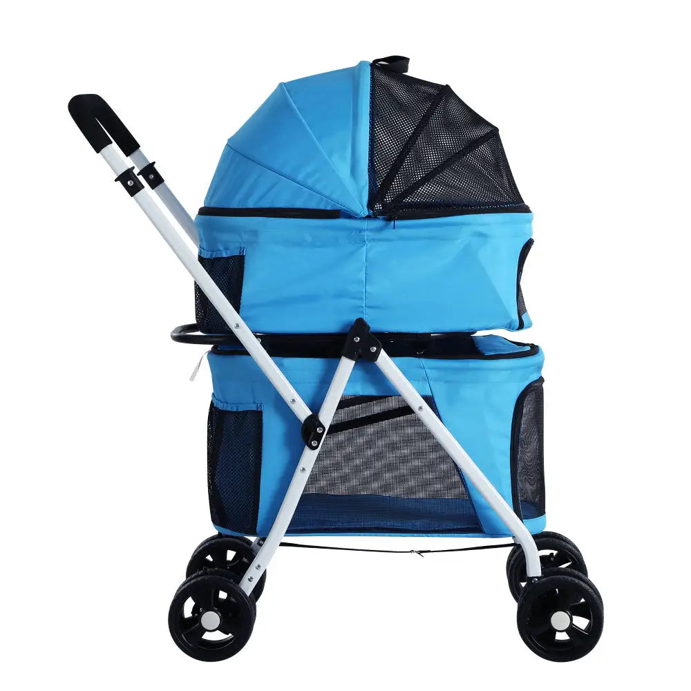 i.Pet Pet Stroller Dog Pram Large Cat Carrier Travel Foldable 4 Wheels Double - Pet Care > Cat Supplies > Cat Carriers