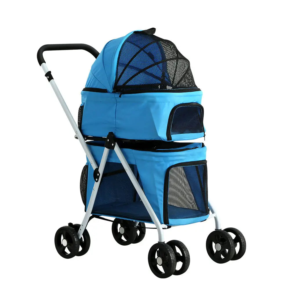 i.Pet Pet Stroller Dog Pram Large Cat Carrier Travel Foldable 4 Wheels Double - Pet Care > Cat Supplies > Cat Carriers