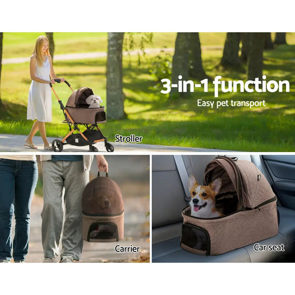 i.Pet Pet Stroller Dog Pram Large Cat Carrier Travel Foldable 4 Wheels Pushchair Double - Pet Care > Cat Supplies > Cat