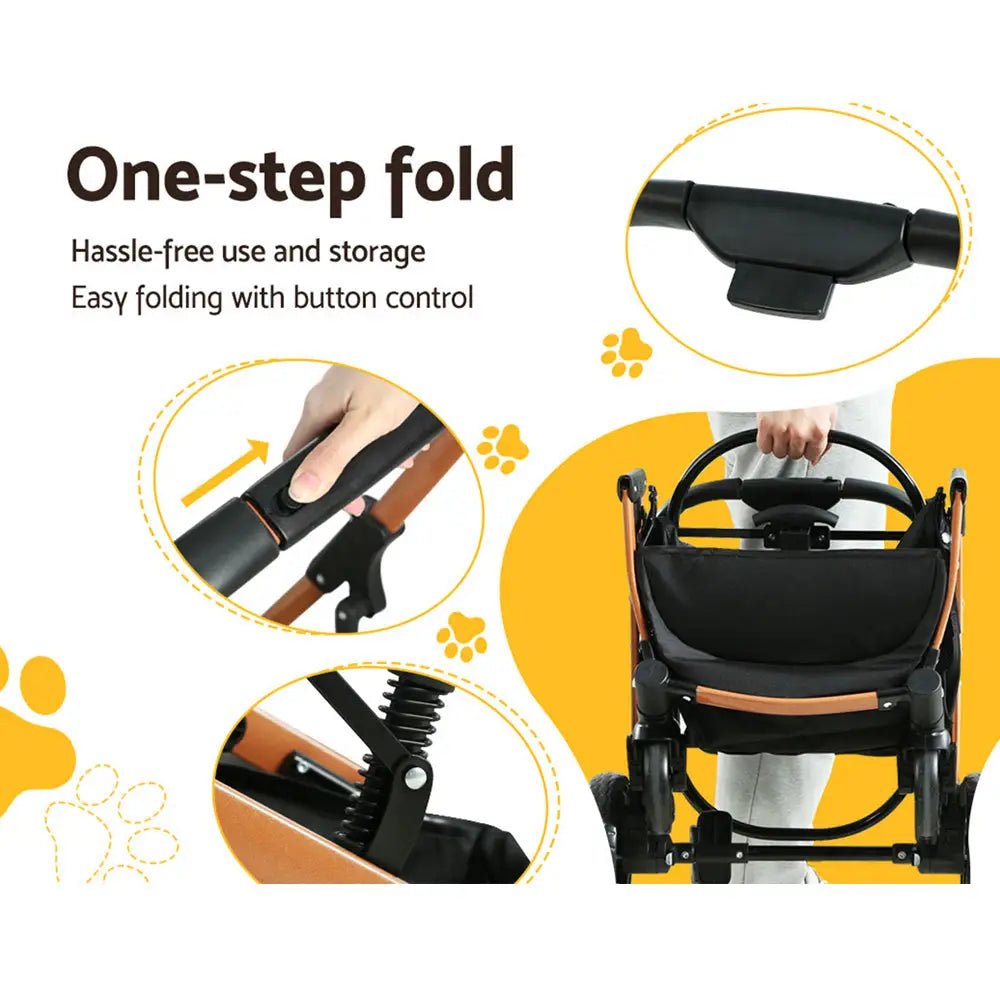 i.Pet Pet Stroller Dog Pram Large Cat Carrier Travel Foldable 4 Wheels Pushchair Double - Pet Care > Cat Supplies > Cat