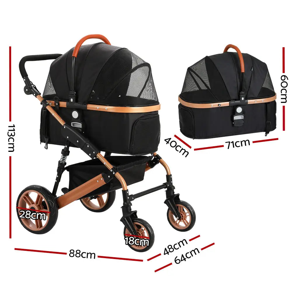 i.Pet Pet Stroller Dog Pram Large Cat Carrier Travel Foldable Pushchair 4 Wheels - Pet Care > Cat Supplies > Cat
