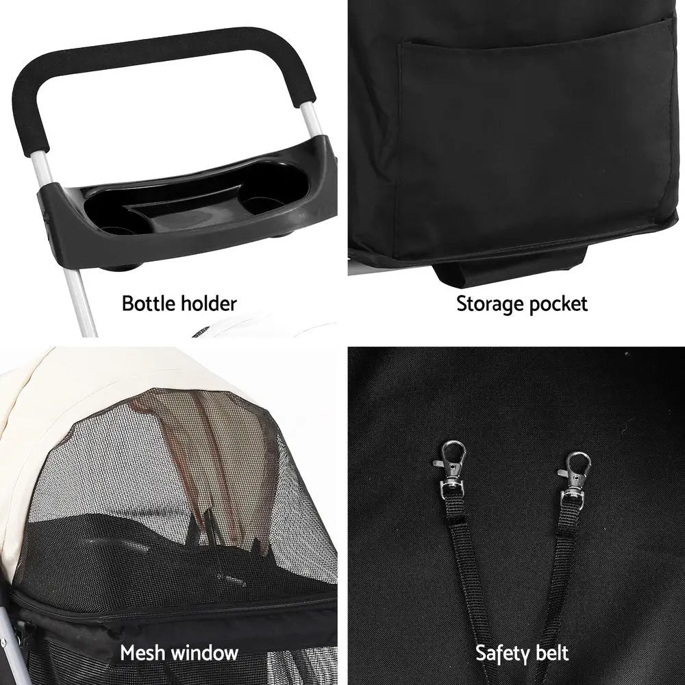 i.Pet Pet Stroller Pram Dog Cat Carrier Cage Large Travel Pushchair Foldable 4 Wheels - Pet Care > Cat Supplies > Cat
