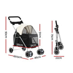 i.Pet Pet Stroller Pram Dog Cat Carrier Cage Large Travel Pushchair Foldable 4 Wheels - Pet Care > Cat Supplies > Cat