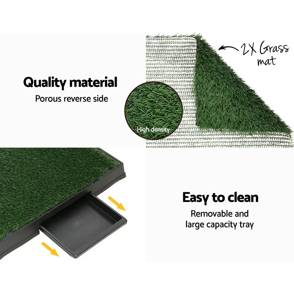 i.Pet Pet Training Pad Dog Potty Toilet Large Portable With Tray Grass 2 Mats - Pet Care > Dog Supplies > Dog Training