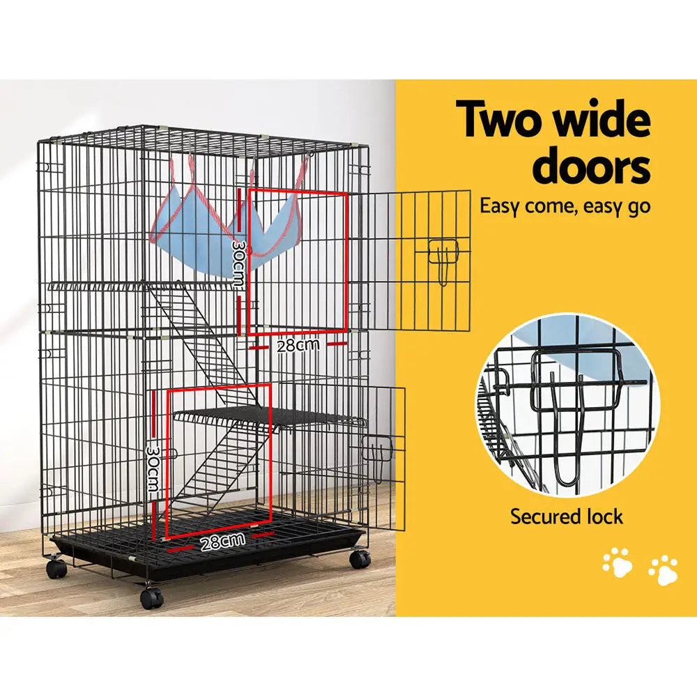 i.Pet Rabbit Cage 100cm Hutch 3 Level Indoor Guinea Pig Ferret - Pet Care > Coops & Hutches > Small Animal Habitats &
